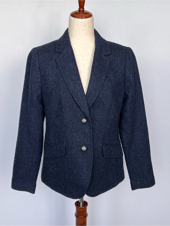 Talbots Jackets & Blazers - Talbots Navy Herringbone Wool-Blend Blazer
